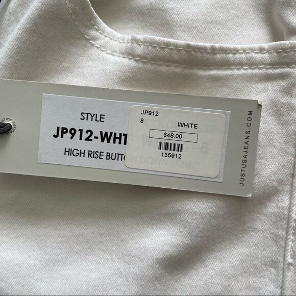 JUST USA NWT white Bermuda Jean Shorts High Rise Button Up Size 8 - Picture 5 of 9